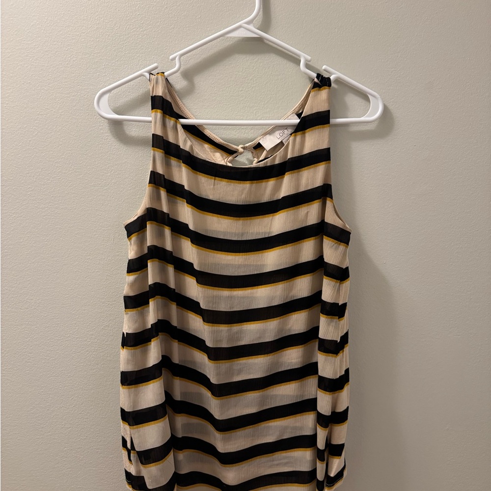 LOFT Striped Sleeveless Tank Top in Cream, Black & Mustard
